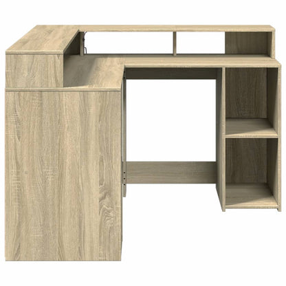 Bureau met LED-verlichting 130x130x91 cm hout sonoma eikenkleur