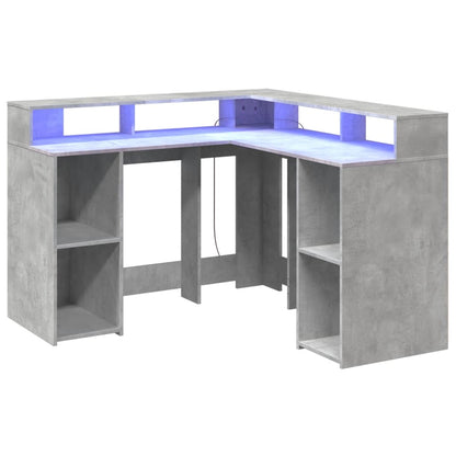 Bureau met LED-verlichting 130x130x91 cm hout betongrijs