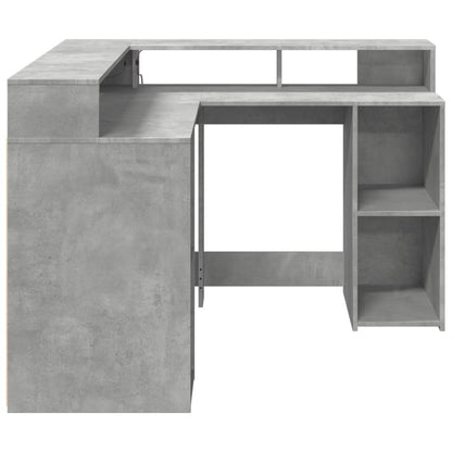 Bureau met LED-verlichting 130x130x91 cm hout betongrijs