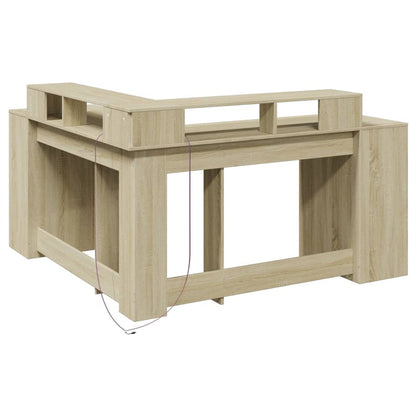 Bureau met LED-verlichting 152x152x91 cm hout sonoma eikenkleur