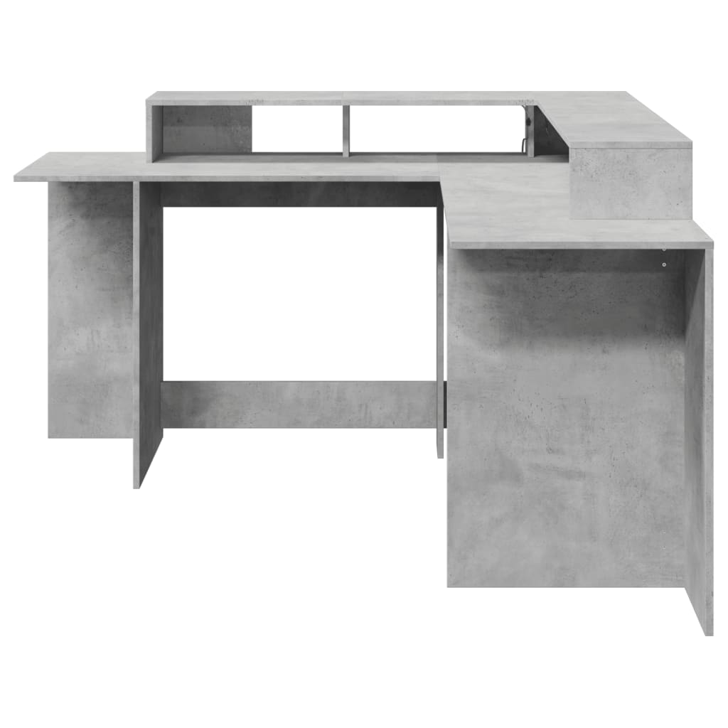 Bureau met LED-verlichting 152x152x91 cm hout betongrijs