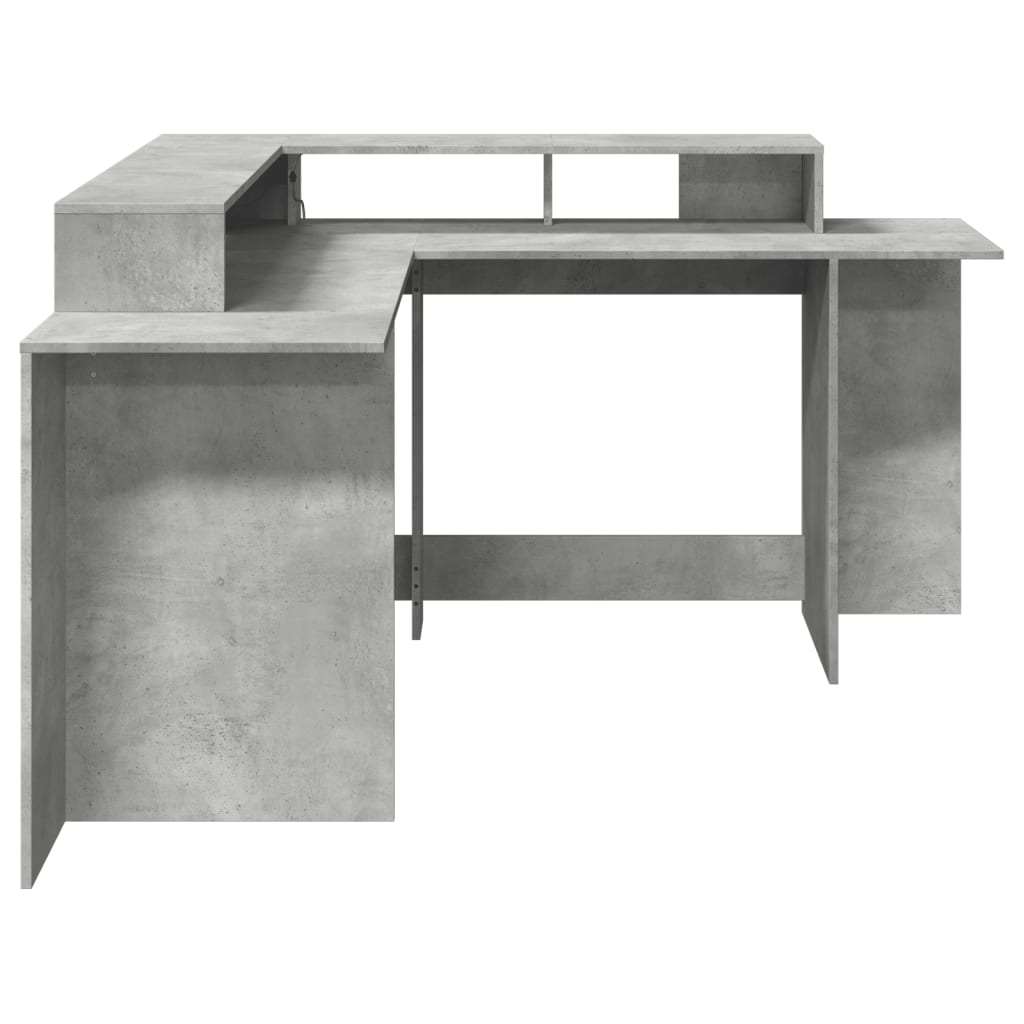 Bureau met LED-verlichting 152x152x91 cm hout betongrijs