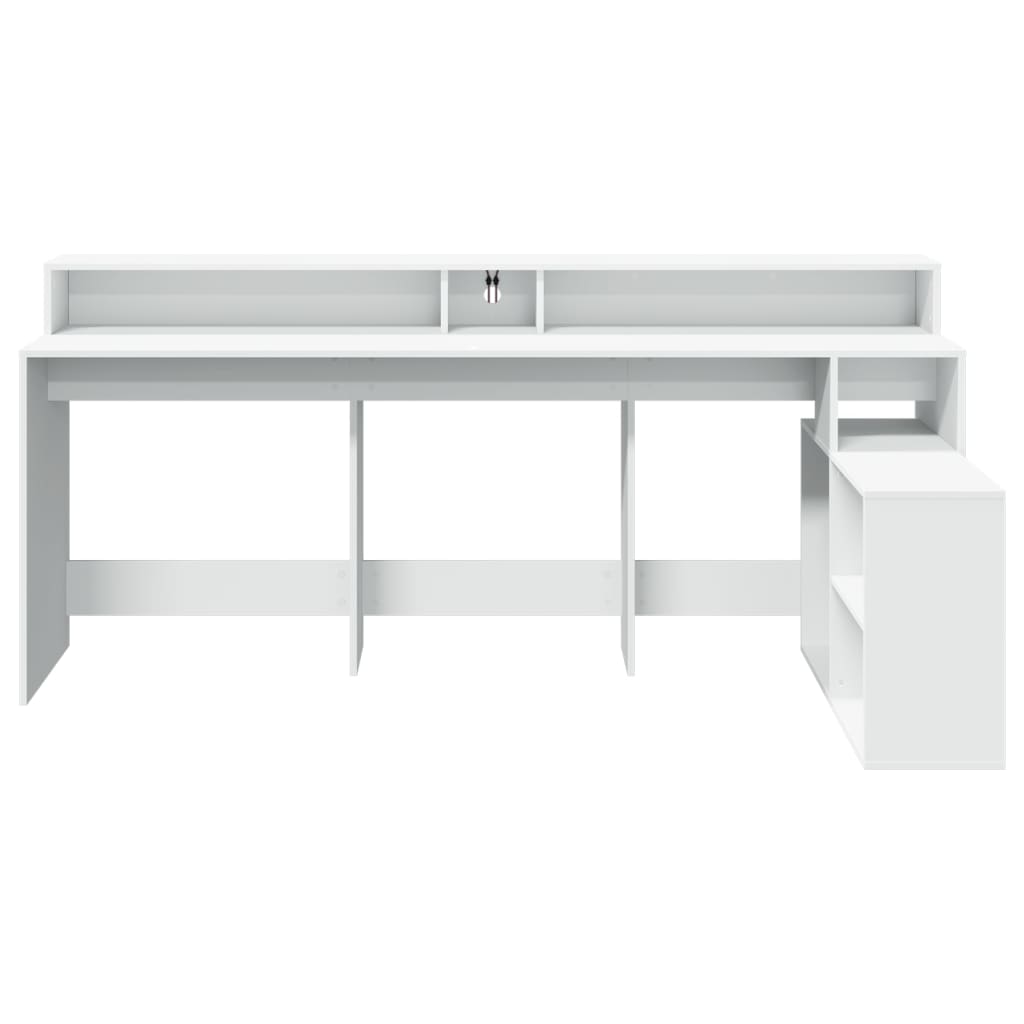 Bureau met LED-verlichting 200x104x91 cm bewerkt hout wit