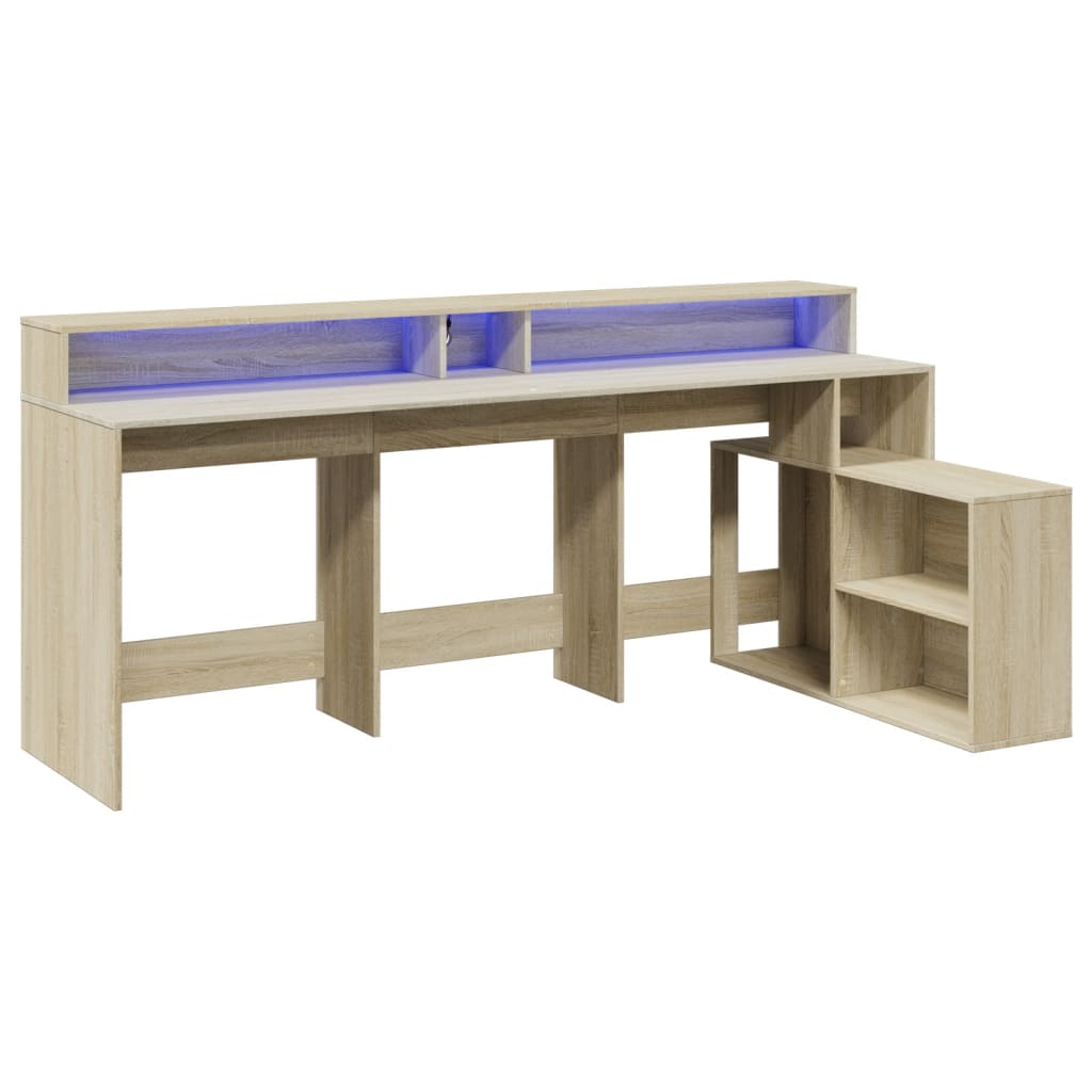 Bureau met LED-verlichting 200x104x91 cm hout sonoma eikenkleur