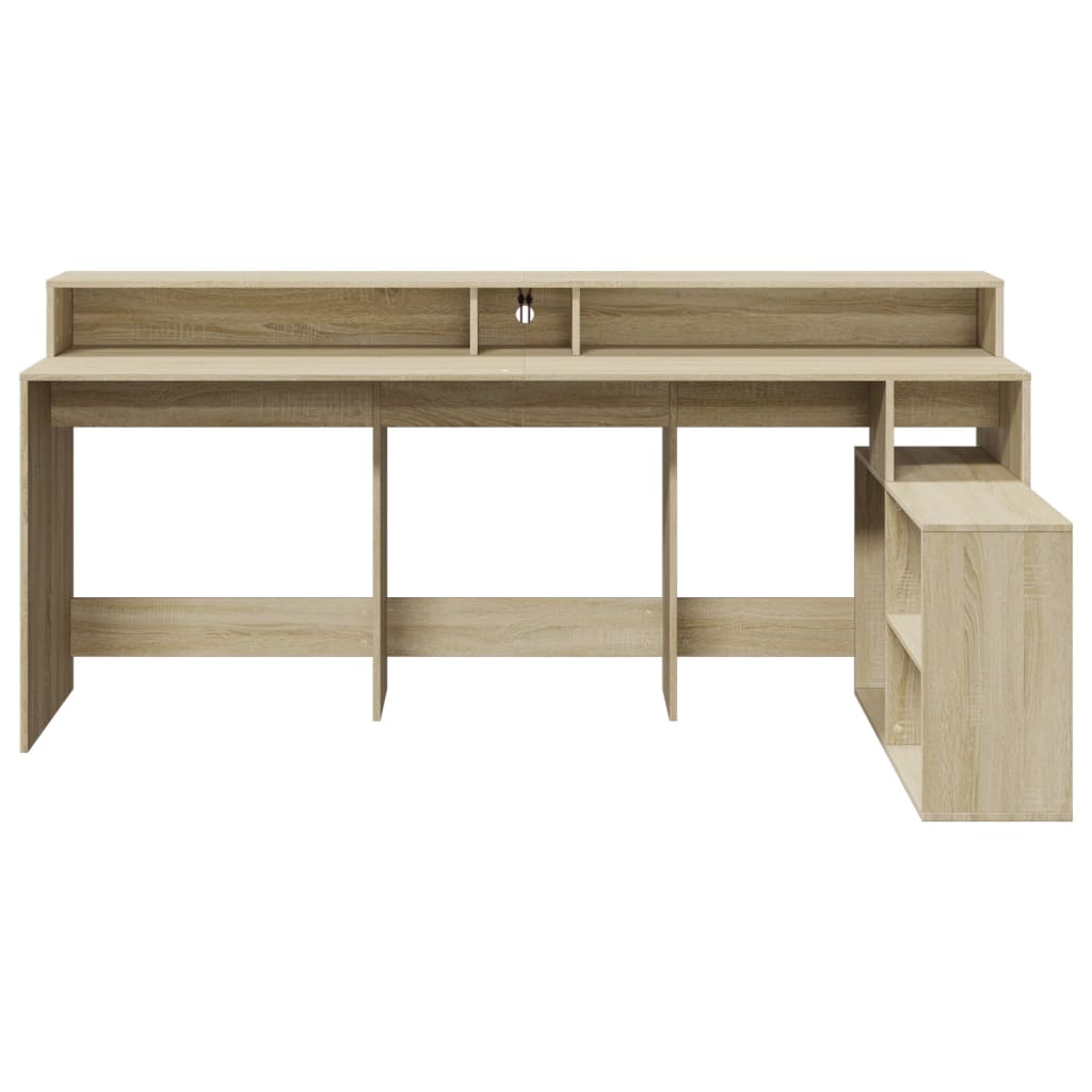 Bureau met LED-verlichting 200x104x91 cm hout sonoma eikenkleur