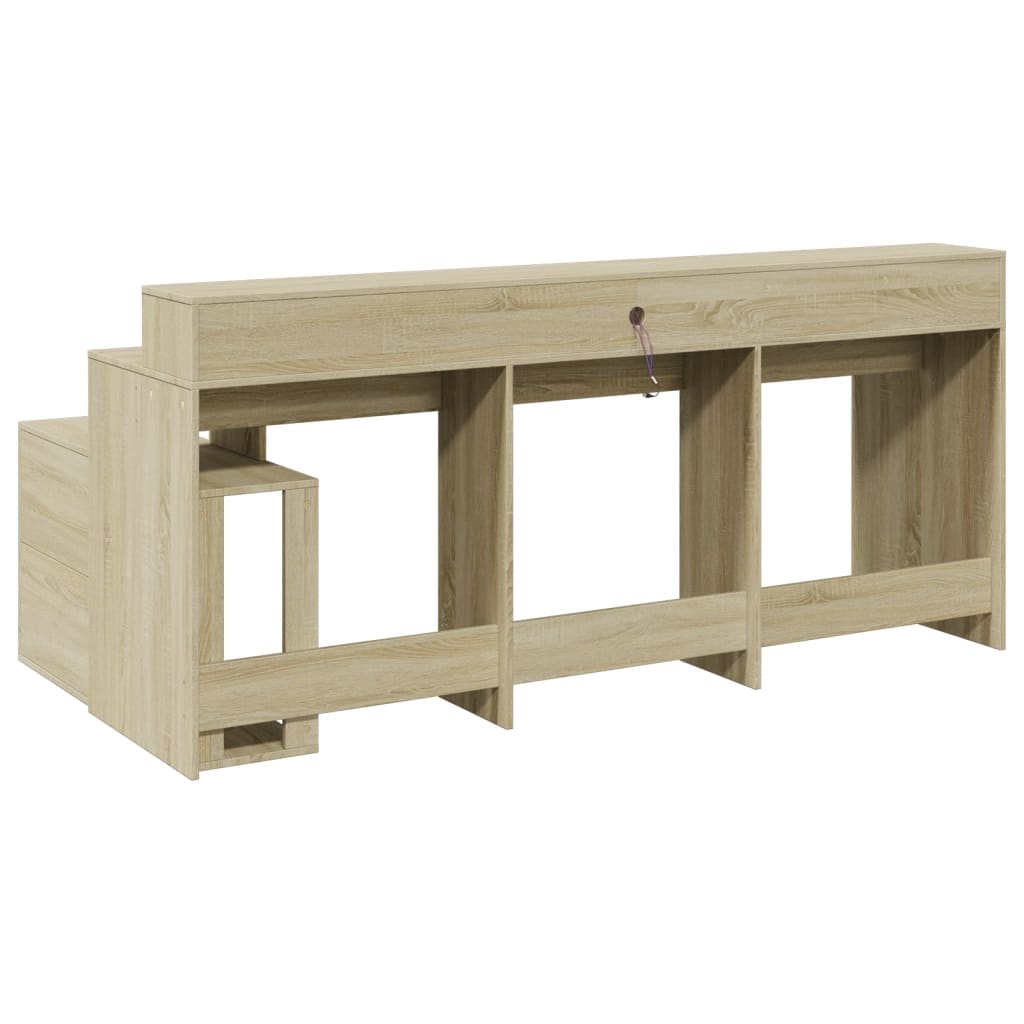 Bureau met LED-verlichting 200x104x91 cm hout sonoma eikenkleur