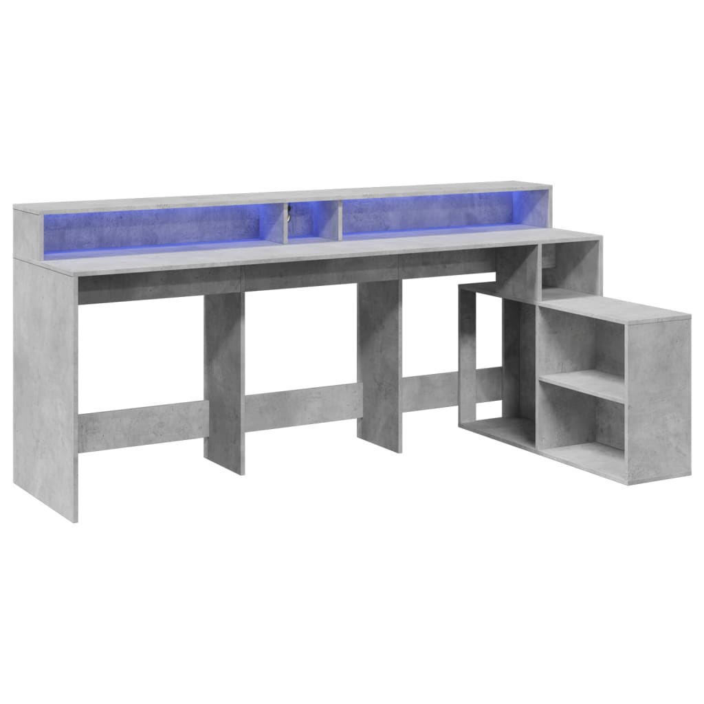 Bureau met LED-verlichting 200x104x91 cm hout betongrijs