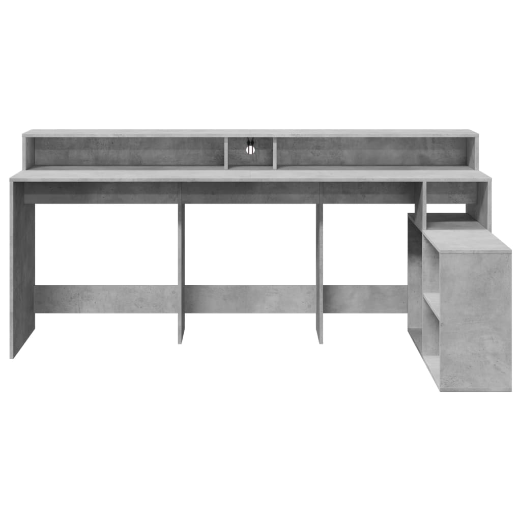 Bureau met LED-verlichting 200x104x91 cm hout betongrijs