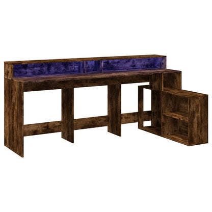 Bureau met LED-verlichting 200x104x91 cm hout gerookt eiken