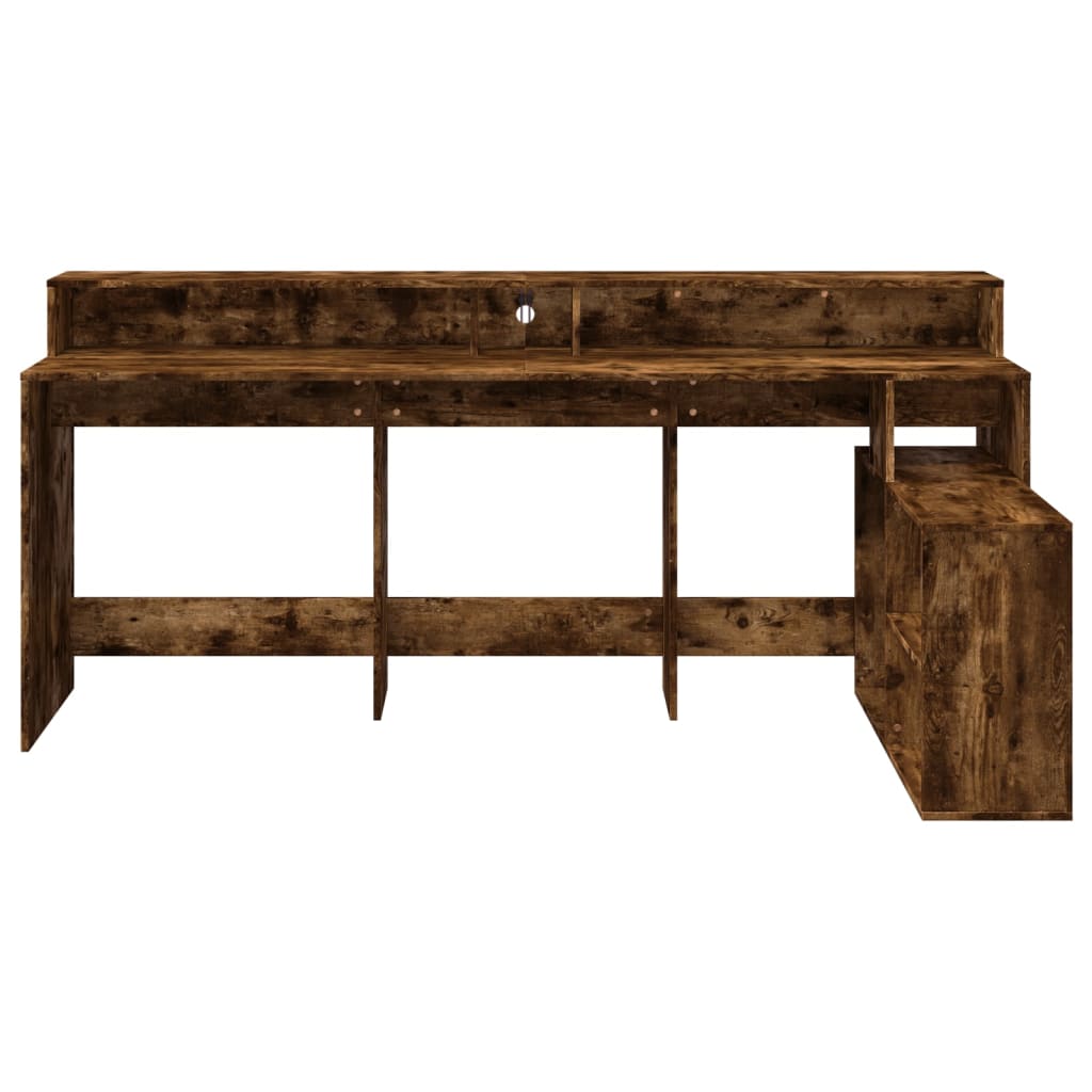 Bureau met LED-verlichting 200x104x91 cm hout gerookt eiken