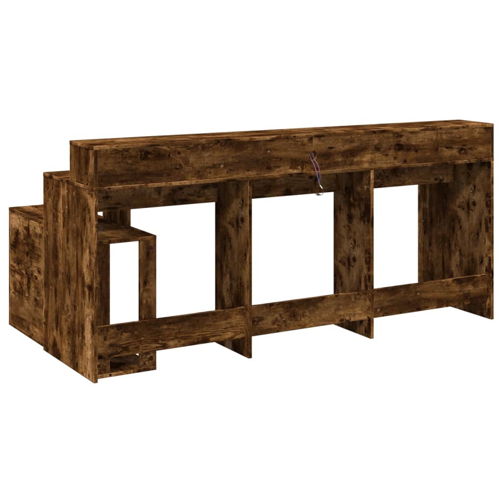 Bureau met LED-verlichting 200x104x91 cm hout gerookt eiken