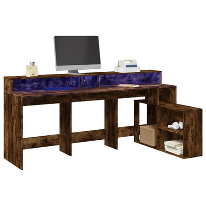 Bureau met LED-verlichting 200x104x91 cm hout gerookt eiken