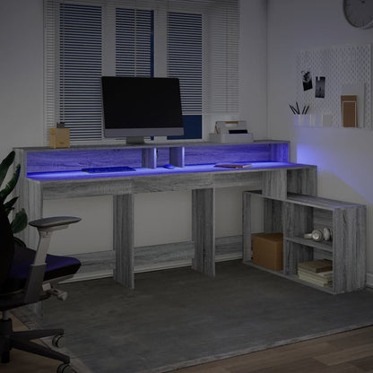 Bureau met LED-verlichting 200x104x91 cm hout grijs sonoma