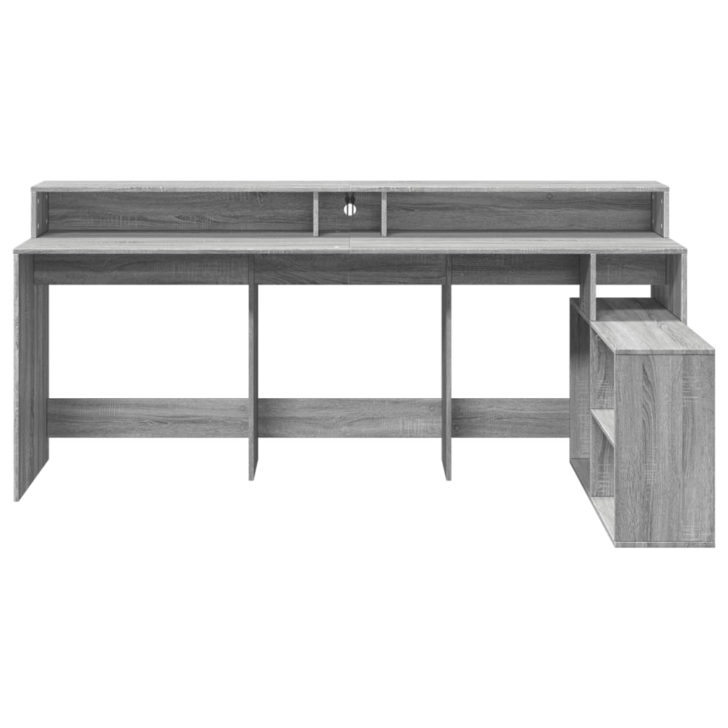 Bureau met LED-verlichting 200x104x91 cm hout grijs sonoma