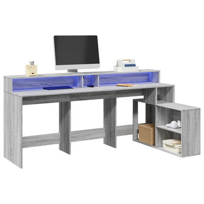 Bureau met LED-verlichting 200x104x91 cm hout grijs sonoma