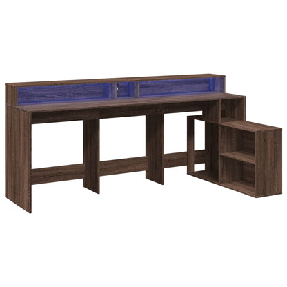 Bureau met LED-verlichting 200x104x91 cm hout bruin eikenkleur