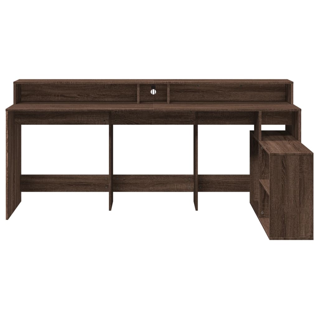 Bureau met LED-verlichting 200x104x91 cm hout bruin eikenkleur