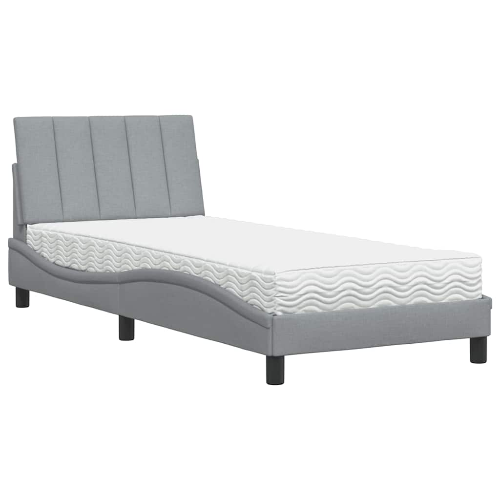 Bed met matras stof lichtgrijs 80x200 cm