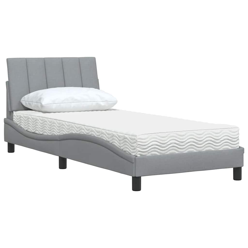 Bed met matras stof lichtgrijs 80x200 cm