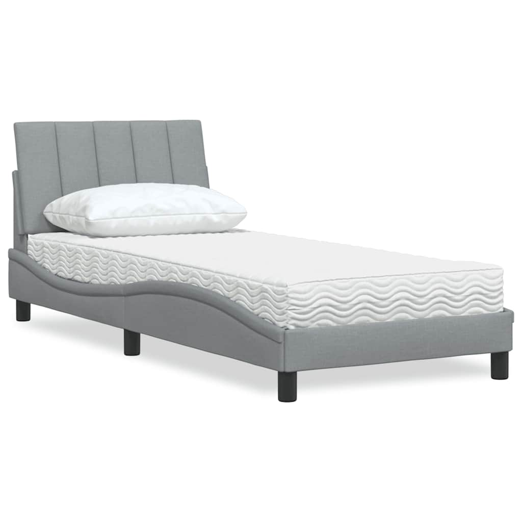 Bed met matras stof lichtgrijs 80x200 cm