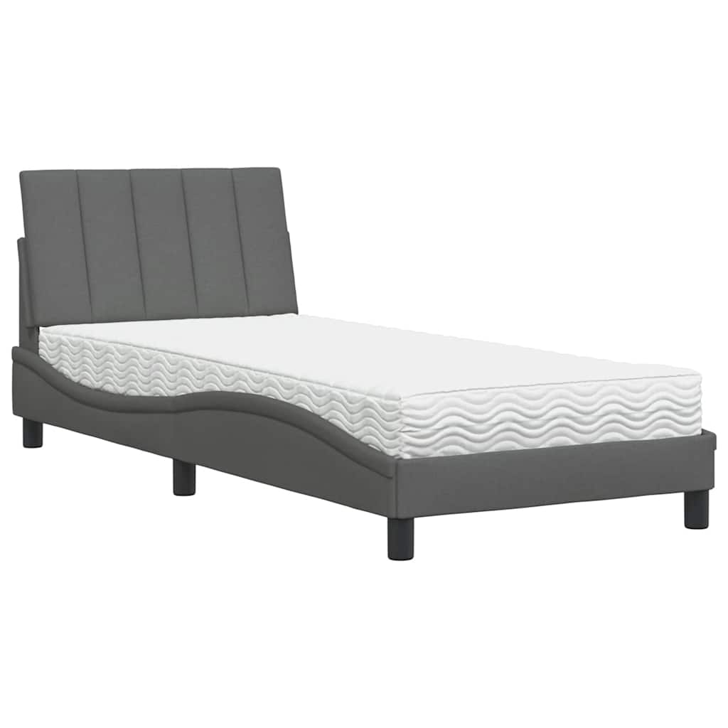 Bed met matras stof donkergrijs 80x200 cm