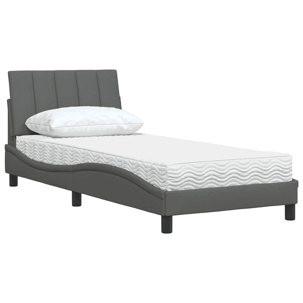 Bed met matras stof donkergrijs 80x200 cm