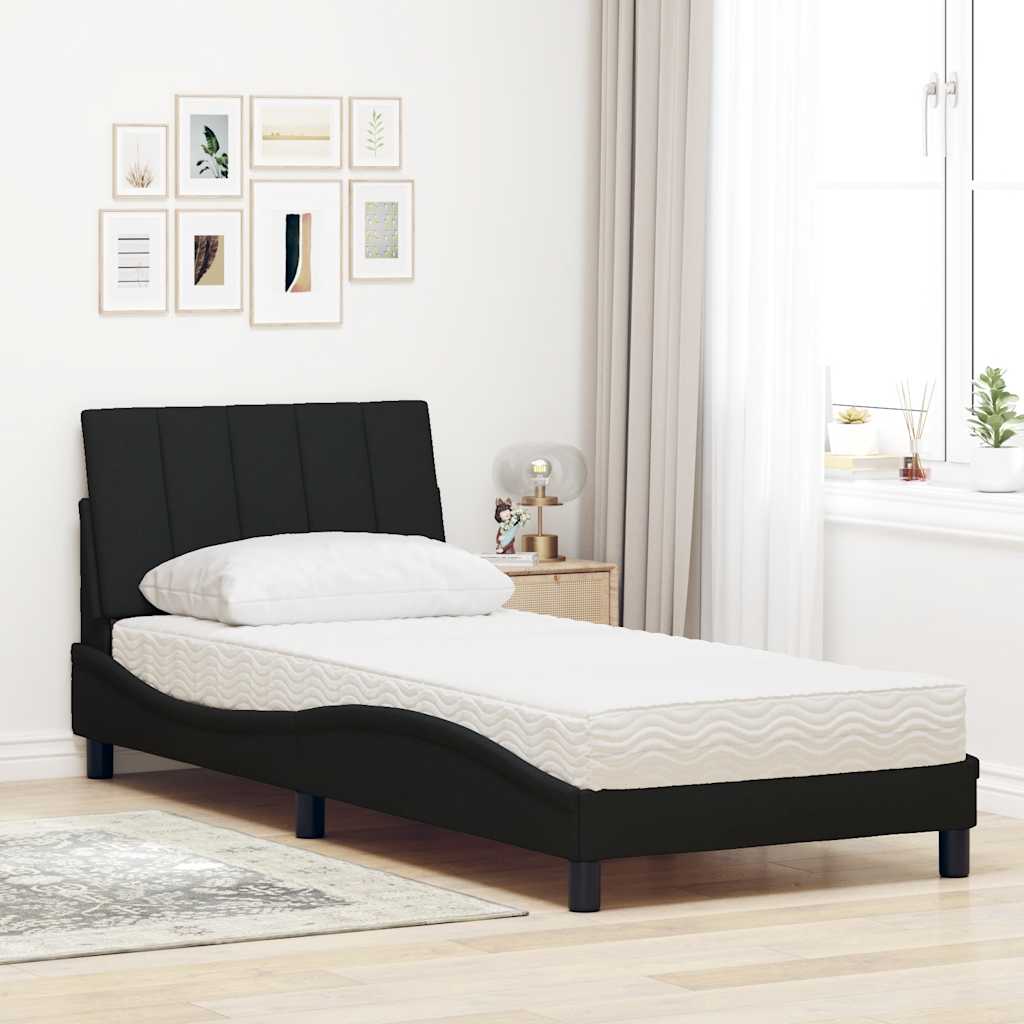 Bed met matras stof zwart 80x200 cm