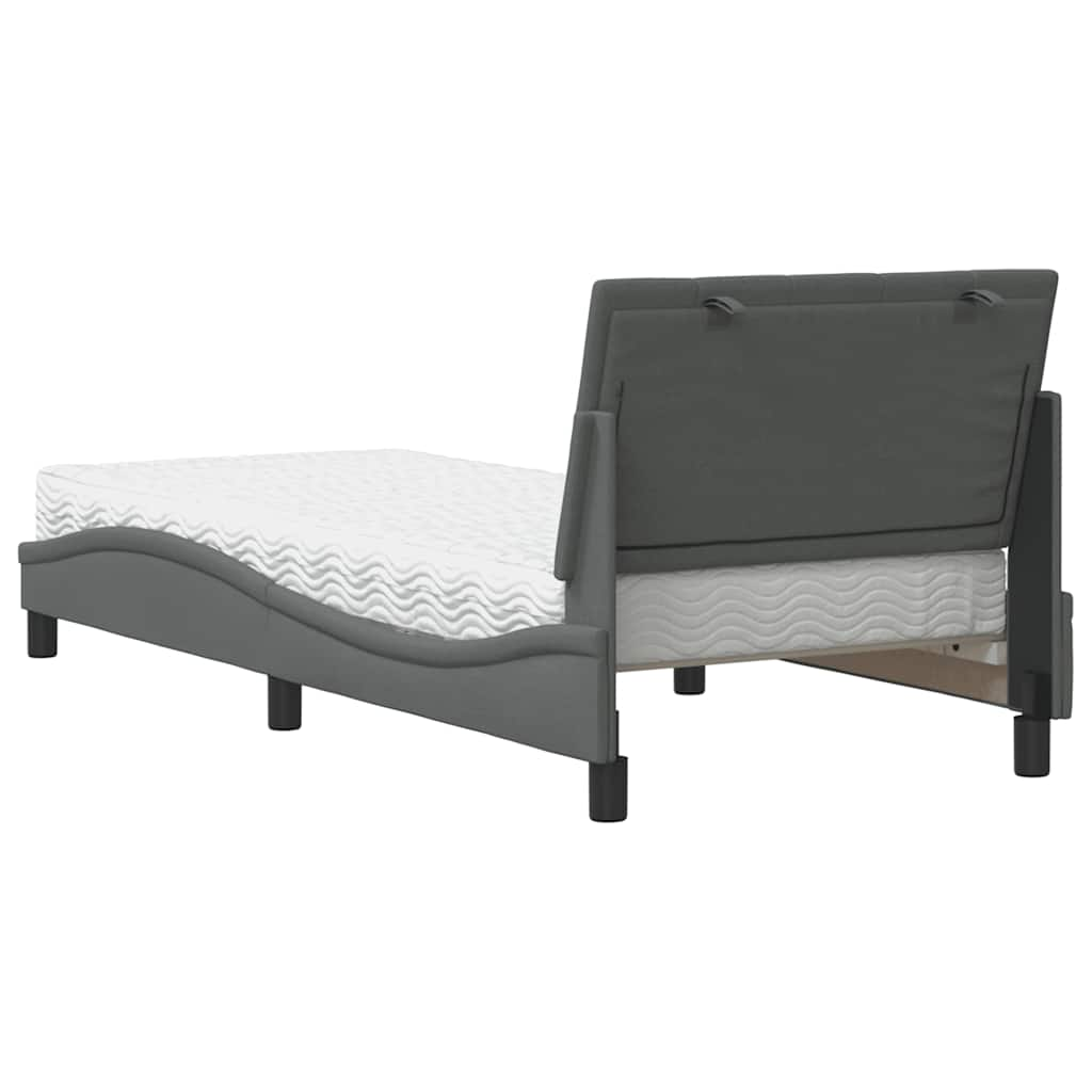 Bed met matras stof donkergrijs 90x190 cm