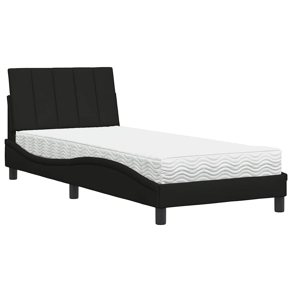 Bed met matras stof zwart 90x190 cm