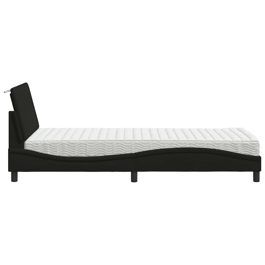 Bed met matras stof zwart 90x190 cm