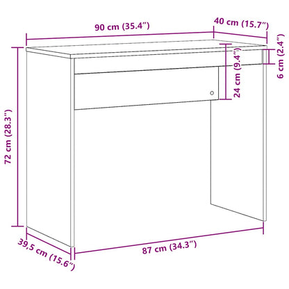 Bureau 90x40x72 cm bewerkt hout artisanaal eikenkleur