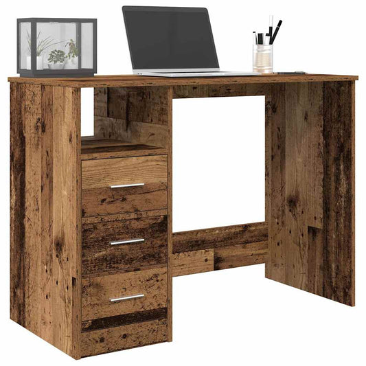 Bureau 102x76x50 cm bewerkt hout oud houtkleurig