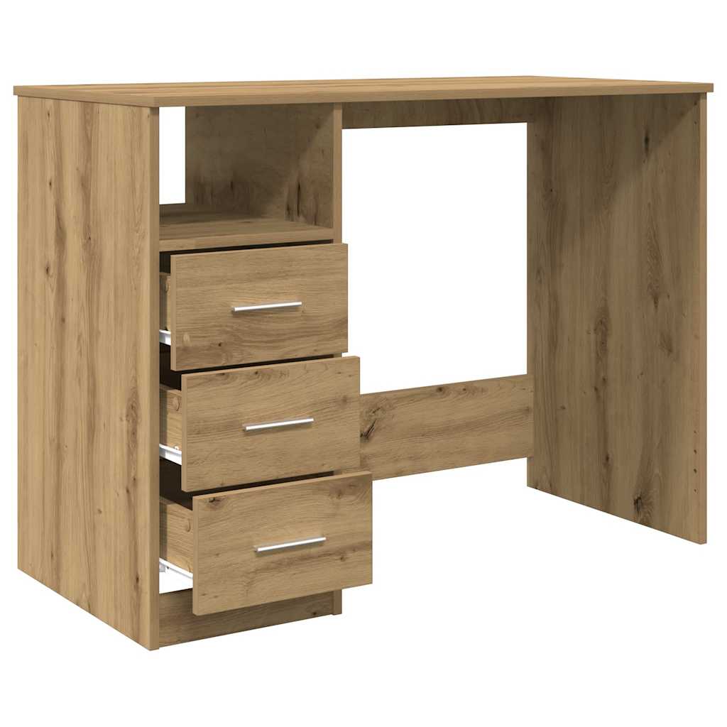 Bureau 102x76x50 cm bewerkt hout artisanaal eikenkleur