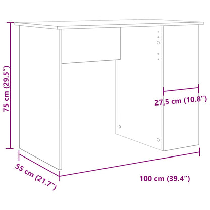 Bureau 100x55x75 cm bewerkt hout oud houtkleurig