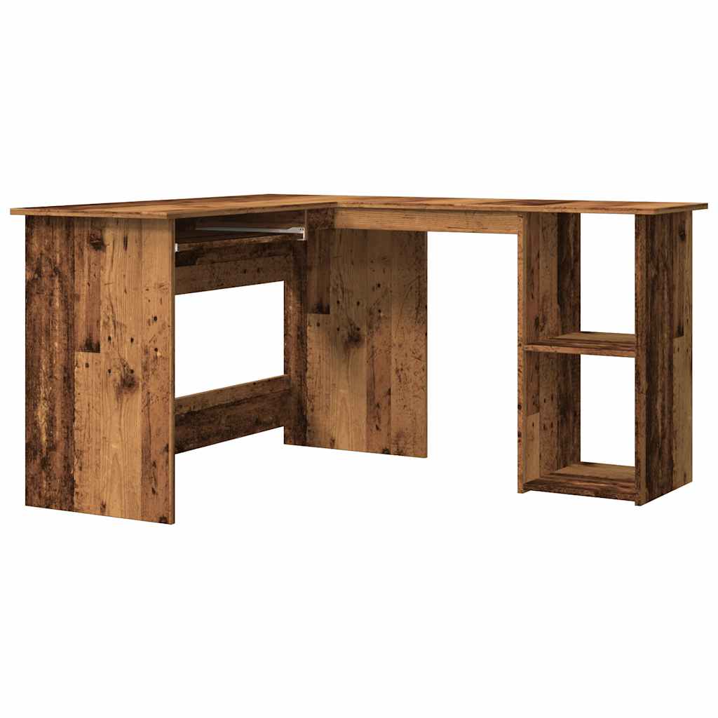 Hoekbureau 120x140x75 cm bewerkt hout oud houtkleurig