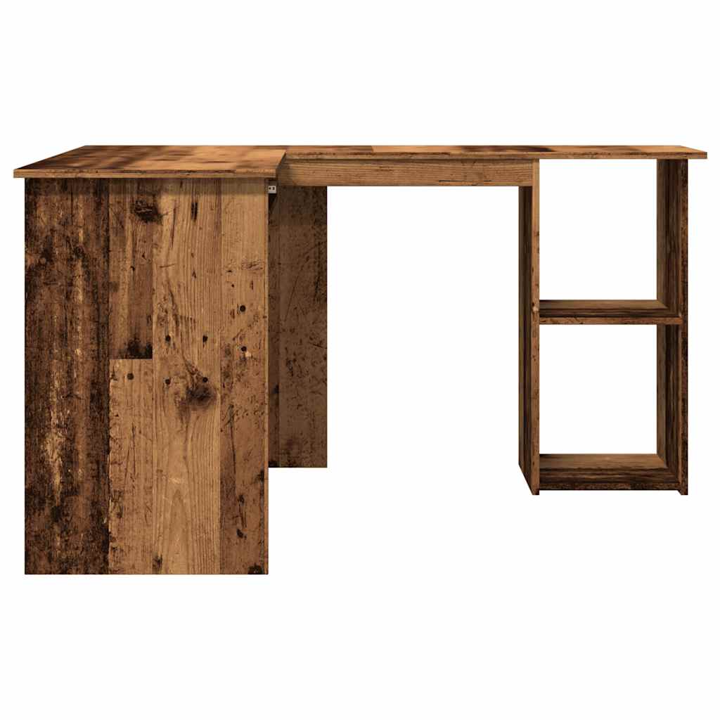 Hoekbureau 120x140x75 cm bewerkt hout oud houtkleurig