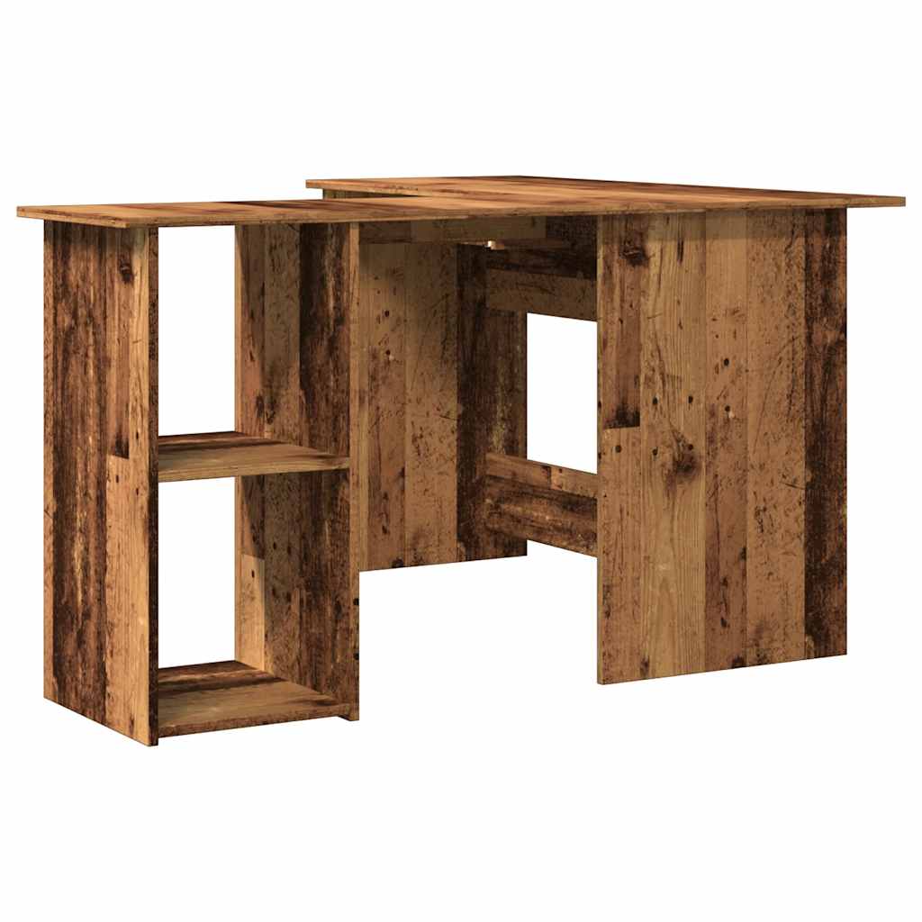 Hoekbureau 120x140x75 cm bewerkt hout oud houtkleurig