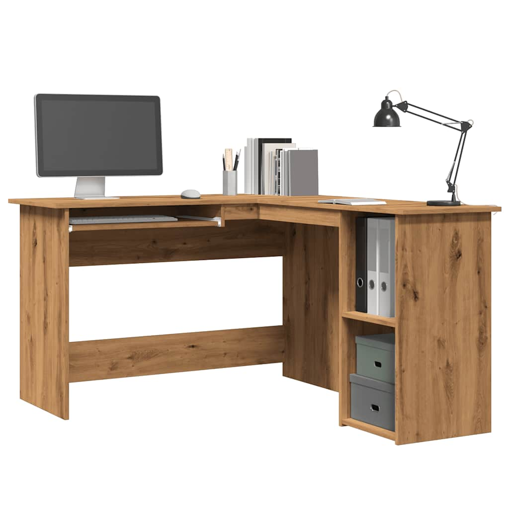 Hoekbureau 120x140x75 cm bewerkt hout artisanaal eikenkleur