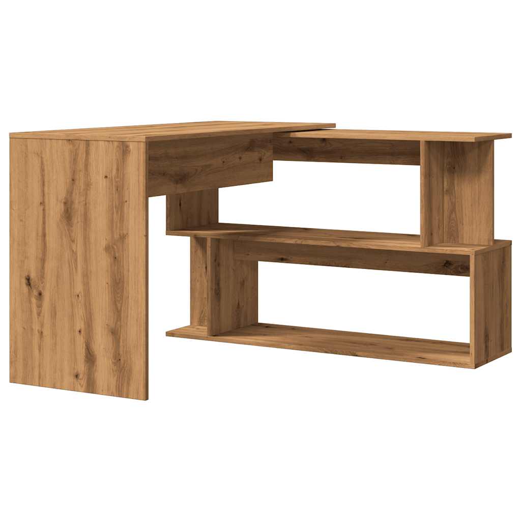 Hoekbureau 200,5x50x76 cm bewerkt hout artisanaal eikenkleur