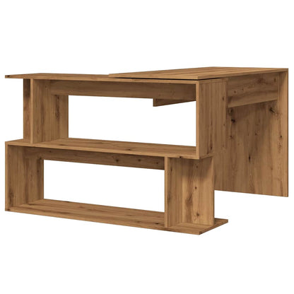 Hoekbureau 200,5x50x76 cm bewerkt hout artisanaal eikenkleur