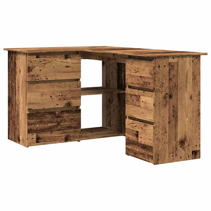 Hoekbureau 145x100x76 cm bewerkt hout oud houtkleurig