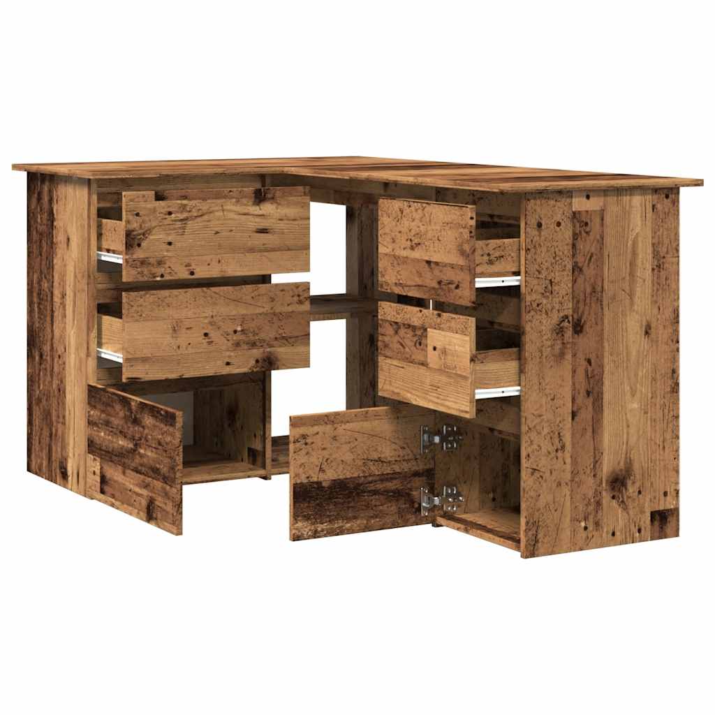 Hoekbureau 145x100x76 cm bewerkt hout oud houtkleurig