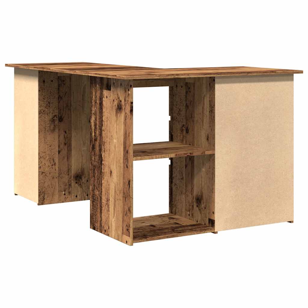 Hoekbureau 145x100x76 cm bewerkt hout oud houtkleurig