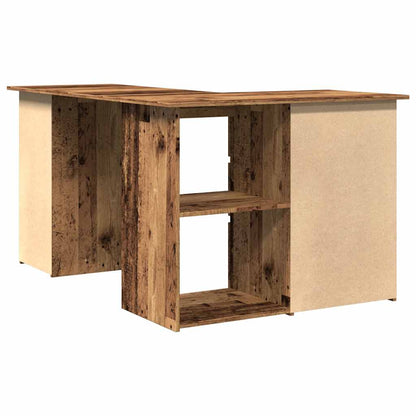 Hoekbureau 145x100x76 cm bewerkt hout oud houtkleurig