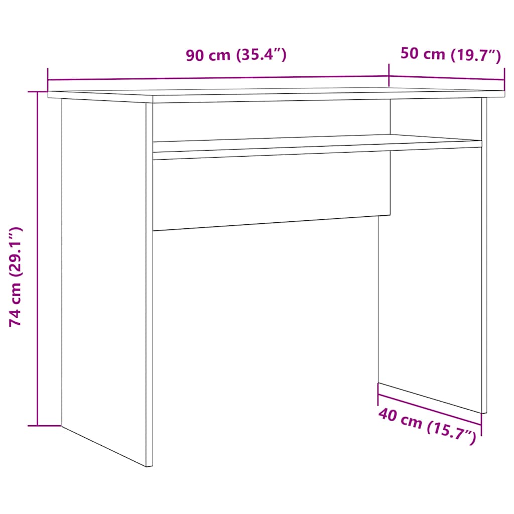 Bureau 90x50x74 cm bewerkt hout artisanaal eikenkleur