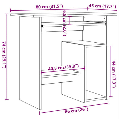 Bureau 80x45x74 cm bewerkt hout oud houtkleurig