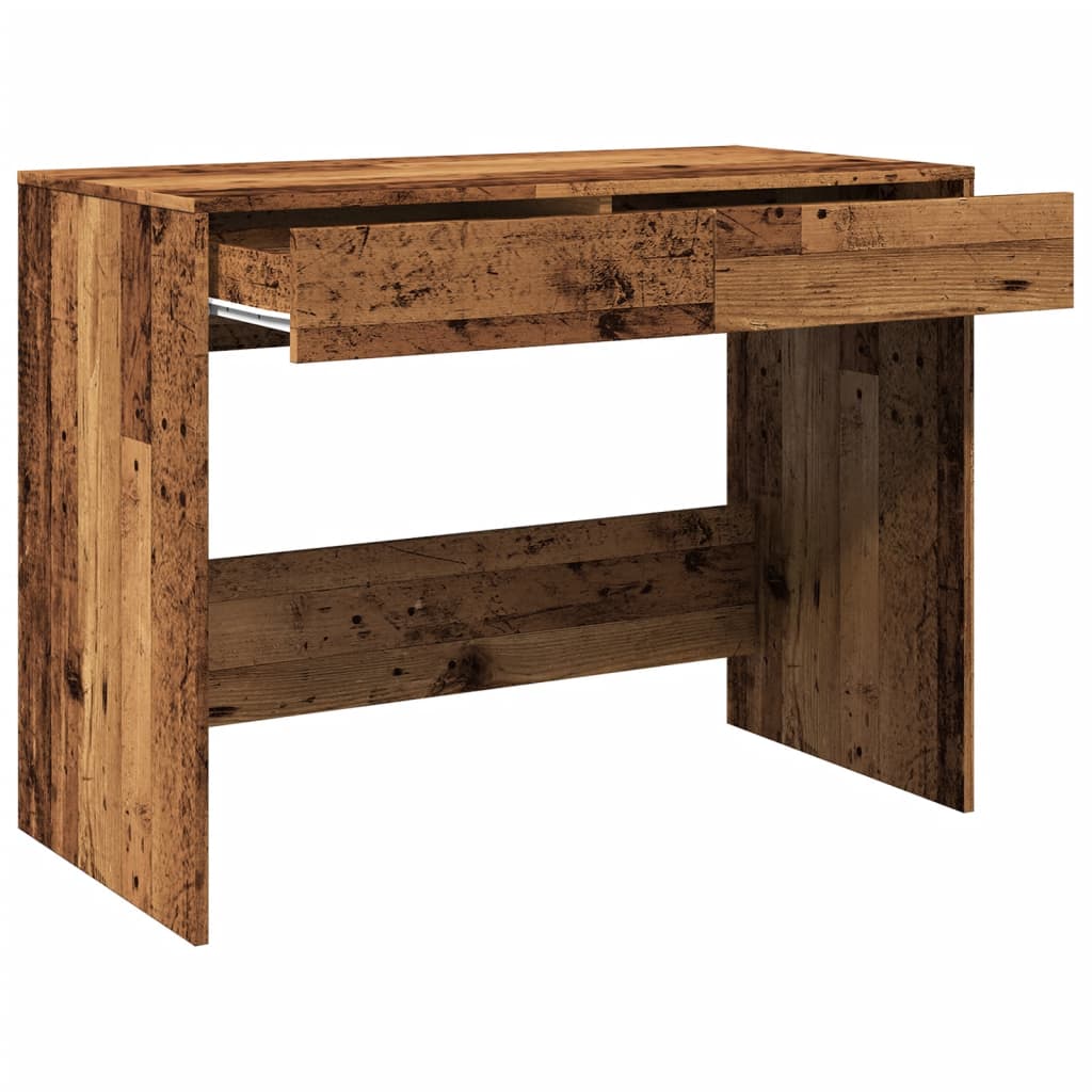 Bureau 101x50x76,5 cm bewerkt hout oud houtkleurig