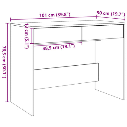 Bureau 101x50x76,5 cm bewerkt hout oud houtkleurig