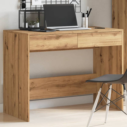 Bureau 101x50x76,5 cm bewerkt hout artisanaal eikenkleur