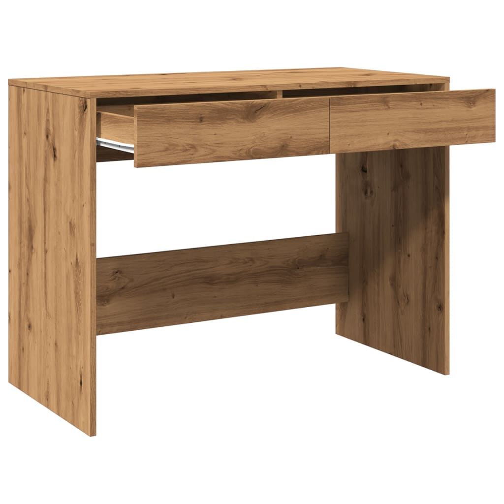 Bureau 101x50x76,5 cm bewerkt hout artisanaal eikenkleur